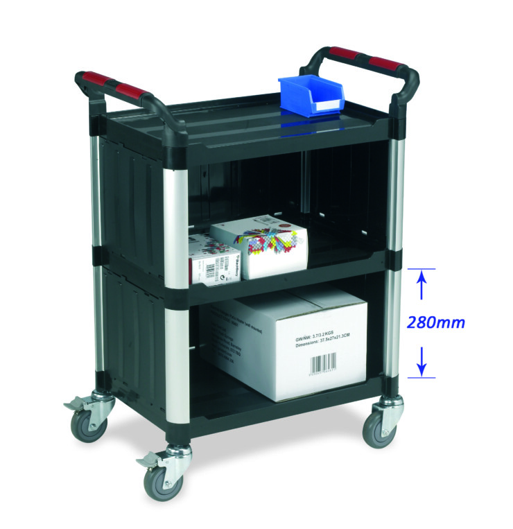 Warrior 3 Shelf Trolley (Standard) With Sides/Back Enclosed