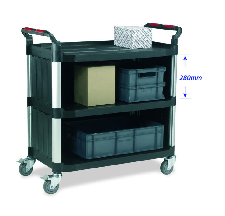 Warrior 3 Shelf Trolley (Large) With Sides/Back Enclosed