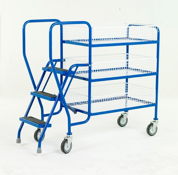 Warrior 3 Tier Step Tray Trolley with Removable Baskets
