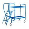 Warrior 3 Tier Step Tray Trolley with Fixed Blue Trays