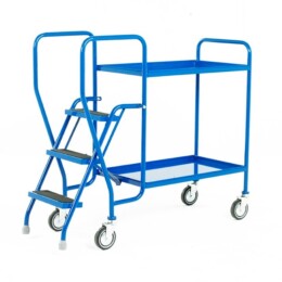 Warrior 3 Tier Step Tray Trolley with Fixed Blue Trays