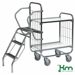 Warrior 250kg Flexible 2 Shelf Trolley with Ladder (Order Picking Trolley)