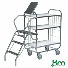 Warrior 250kg Flexible 3 Shelf Trolley with Ladder (Order Picking Trolley)