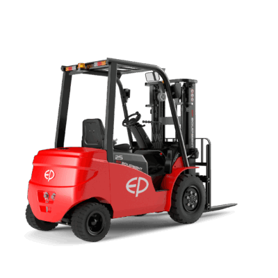 EP EFL253 2500kg Electric Forklift with Li-ion Battery 4800mm lift with Full Steel Cab and Sideshifting Fork Positioner