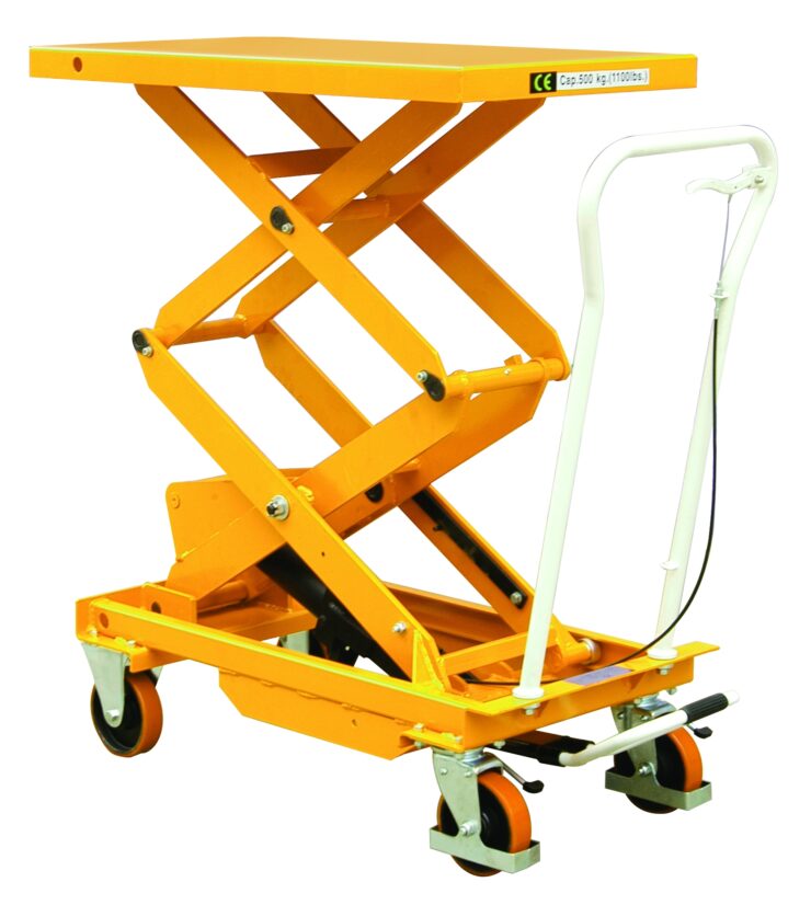 <span class="handling-brand"><span class="handling-brand__text">Warrior</span></span> Premium 800Kg Double Scissors Manual Mobile Lift Table